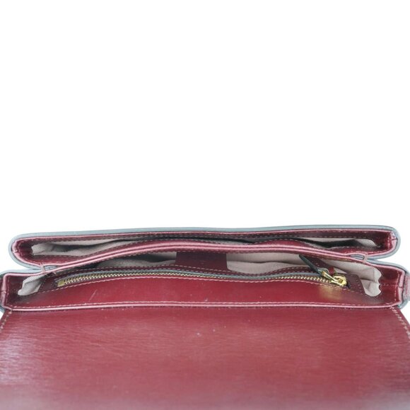 Gucci  Arli Flap Small Vitello Palmellato Lux Leather Crossbody Bag Burgundy - Picture 13 of 15